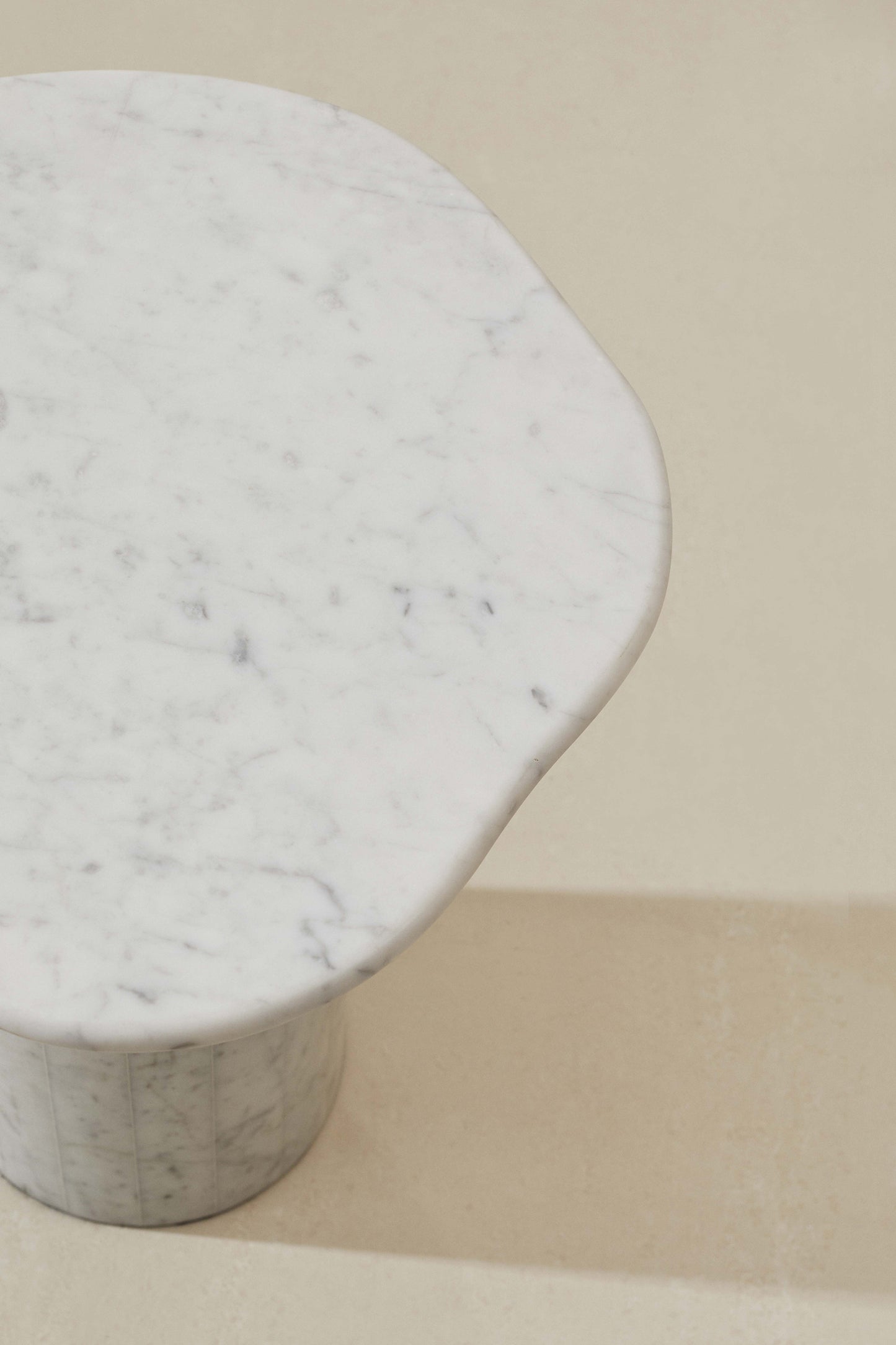 Australian Designer Curved Marble Side Table Bianco Carrara