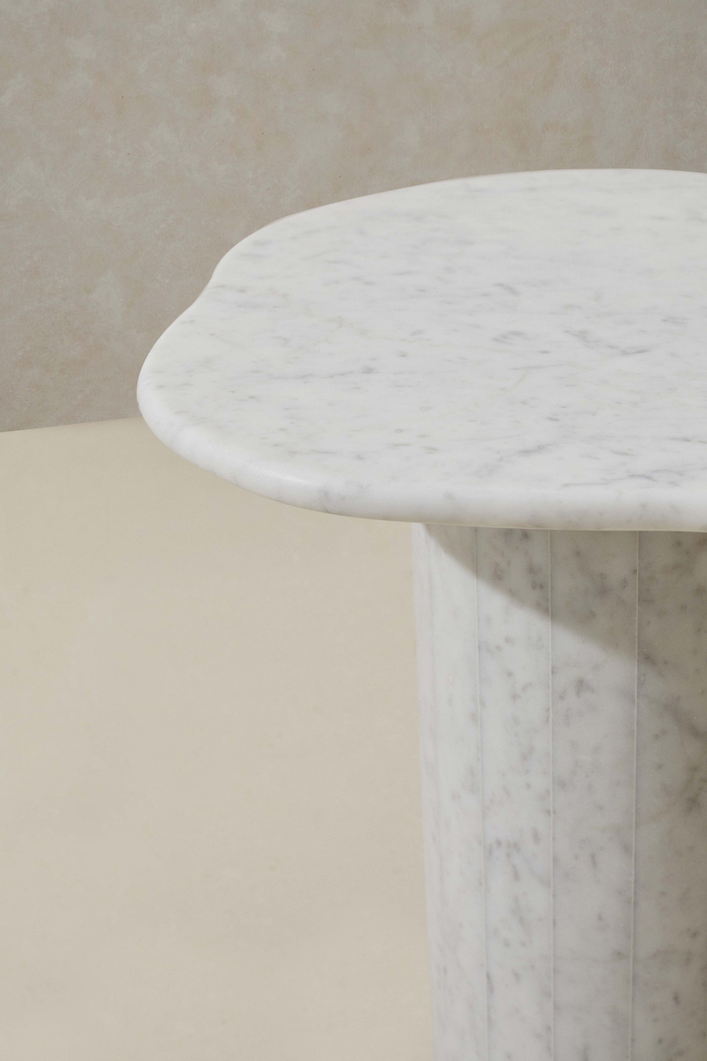 Australian Designer Curved Marble Side Table Bianco Carrara