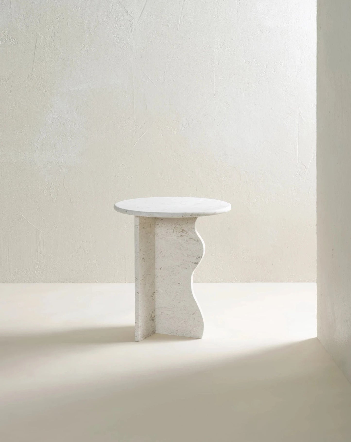 'Ana' Wave Side Table - Limestone