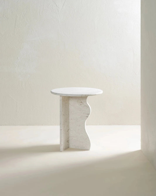 'Ana' Wave Side Table - Limestone