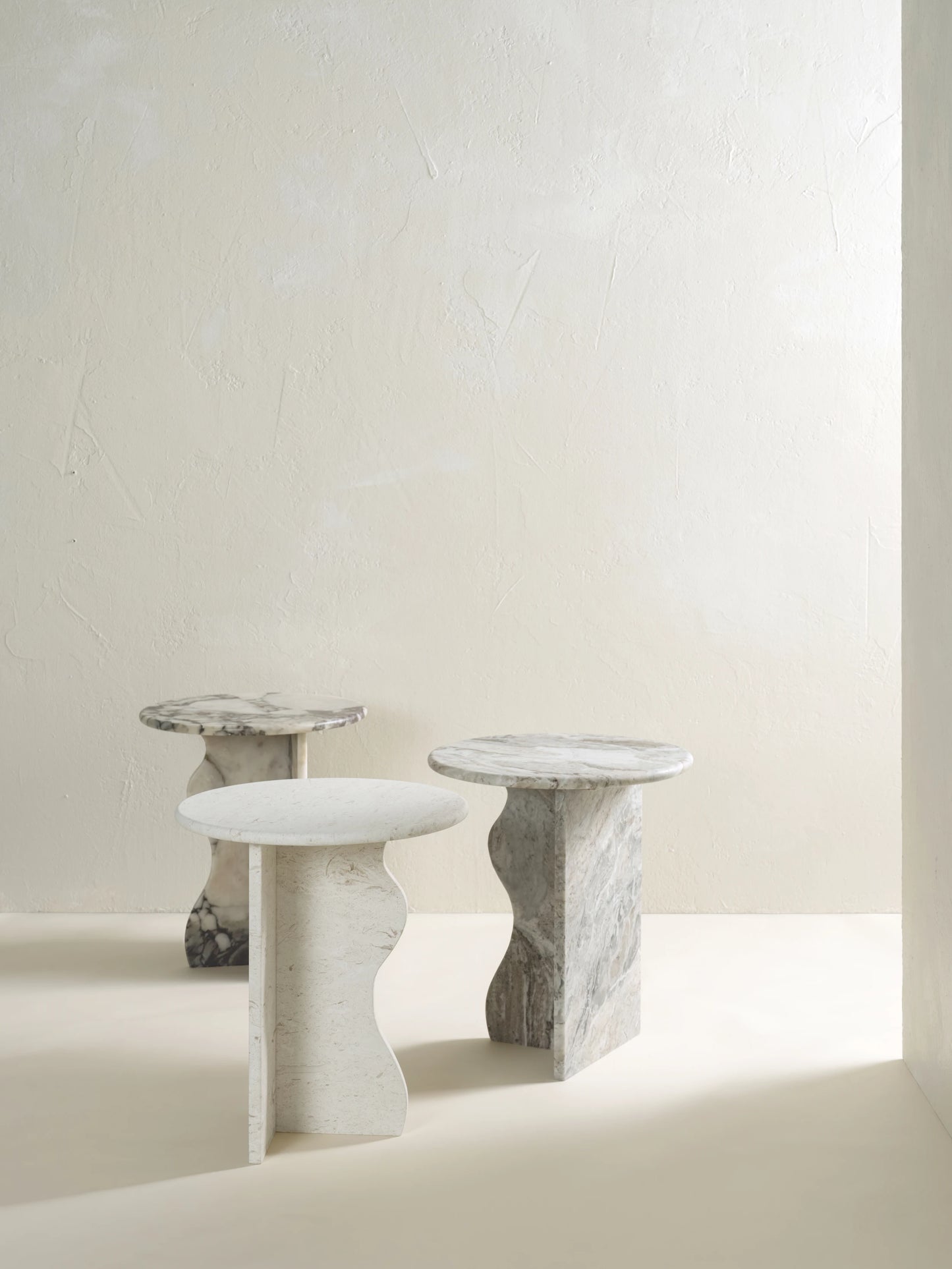 'Ana' Wave Side Table - Limestone