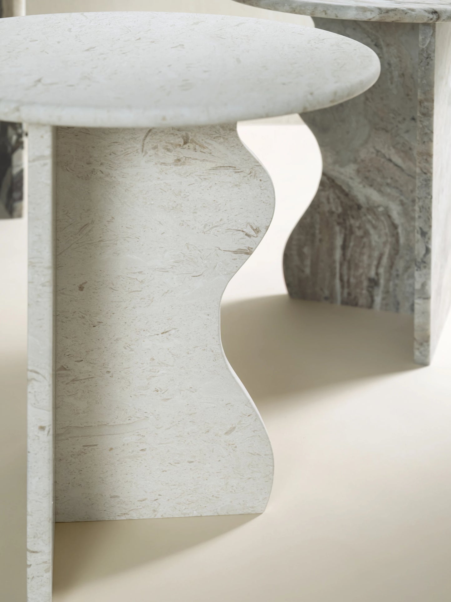 'Ana' Wave Side Table - Limestone