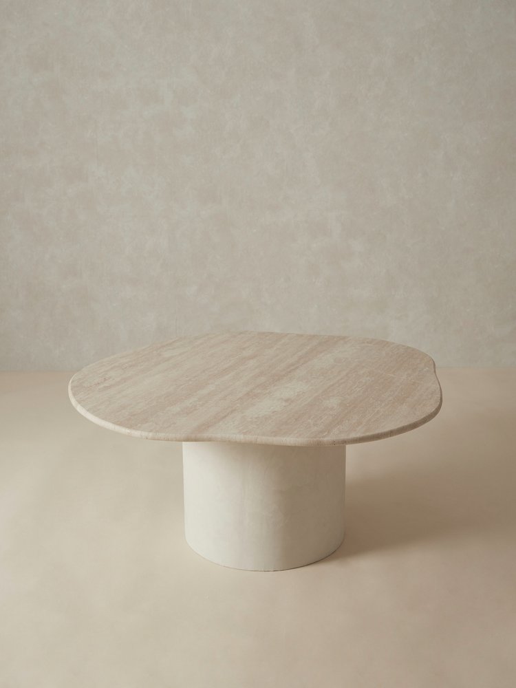 Australian Designed Curved Travertine Coffee Table Mediterranean Inspired Furniture