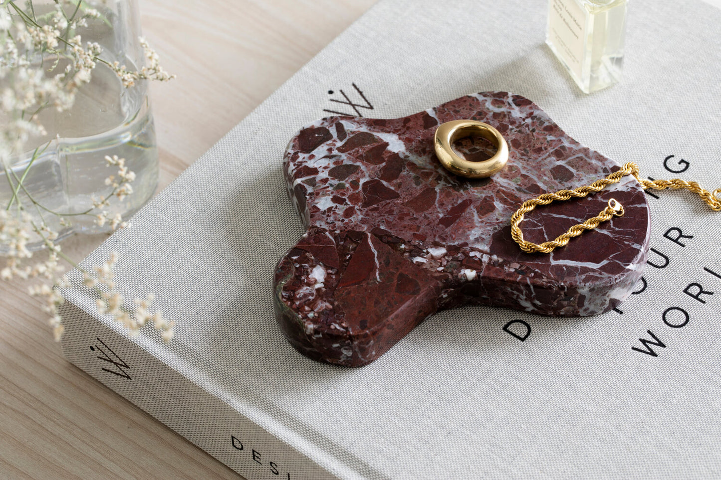 'Aimee' Tray Small - Rosso Marble