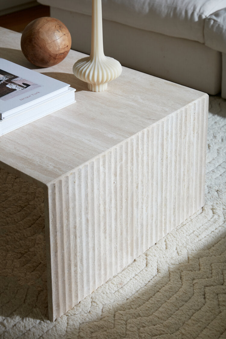 Coffee Table Fluted Travertine Chelon