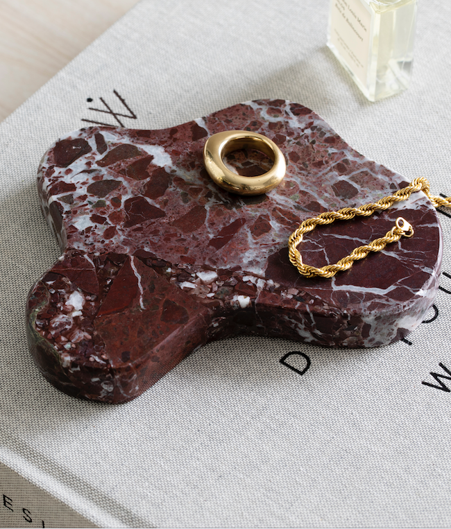'Aimee' Tray Small - Rosso Marble