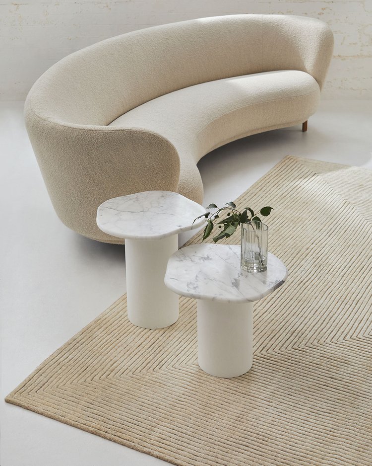 Australian Designer Chelon Curved Nested Marble Side Table Bianco Carrara