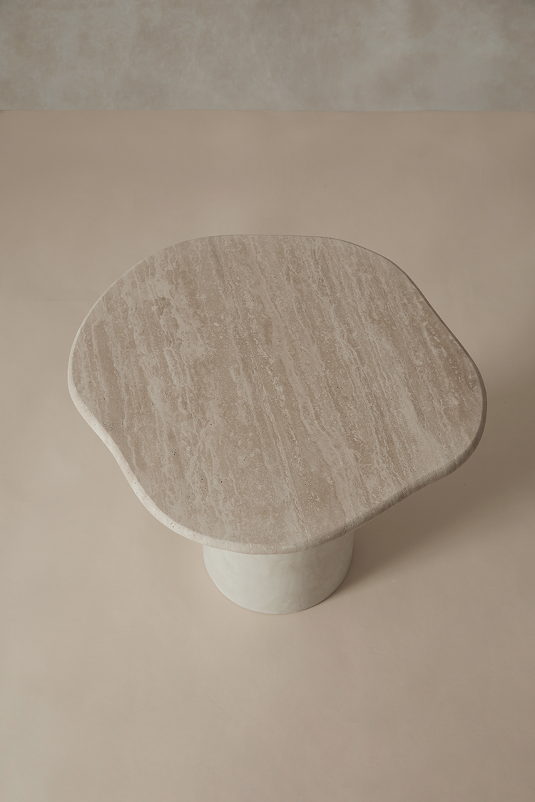 Designer Travertine Side Table Mediterranean Inspired Furniture