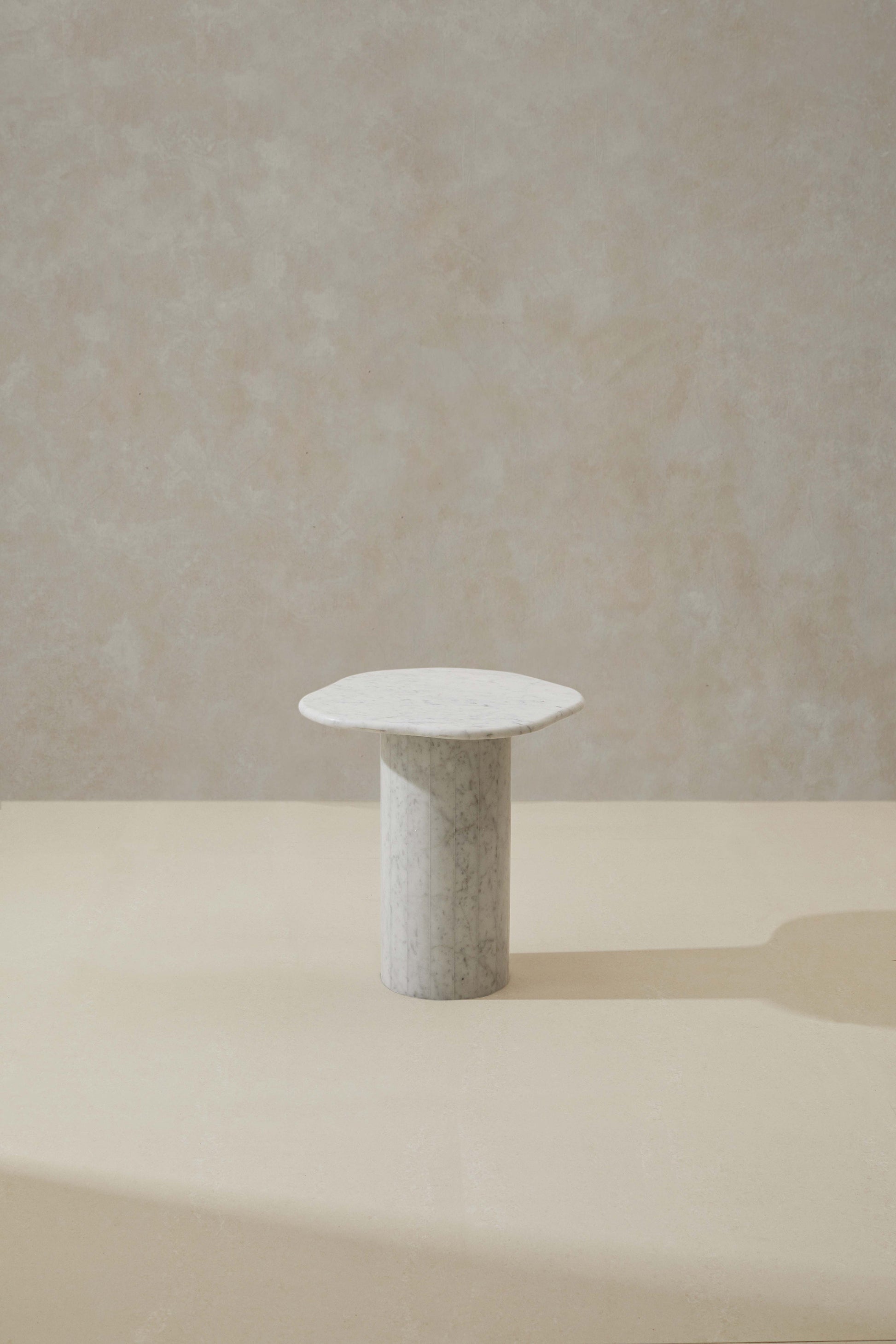 Australian Designer Curved Marble Side Table Bianco Carrara
