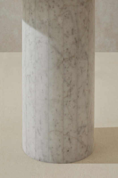 Australian Designer Curved Marble Side Table Bianco Carrara