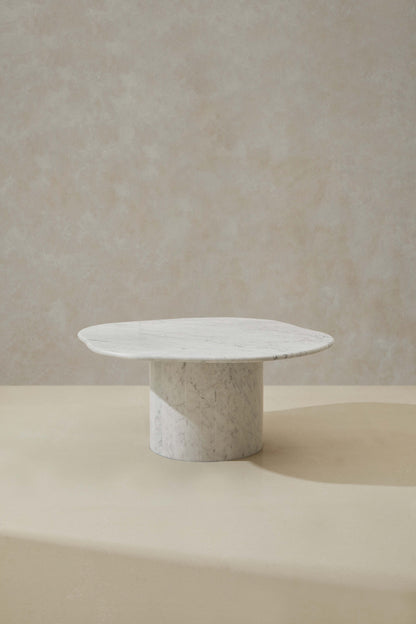 Elegant Round Curved Marble Coffee Table Bianco Carrara Chelon Australian Designer Furniture