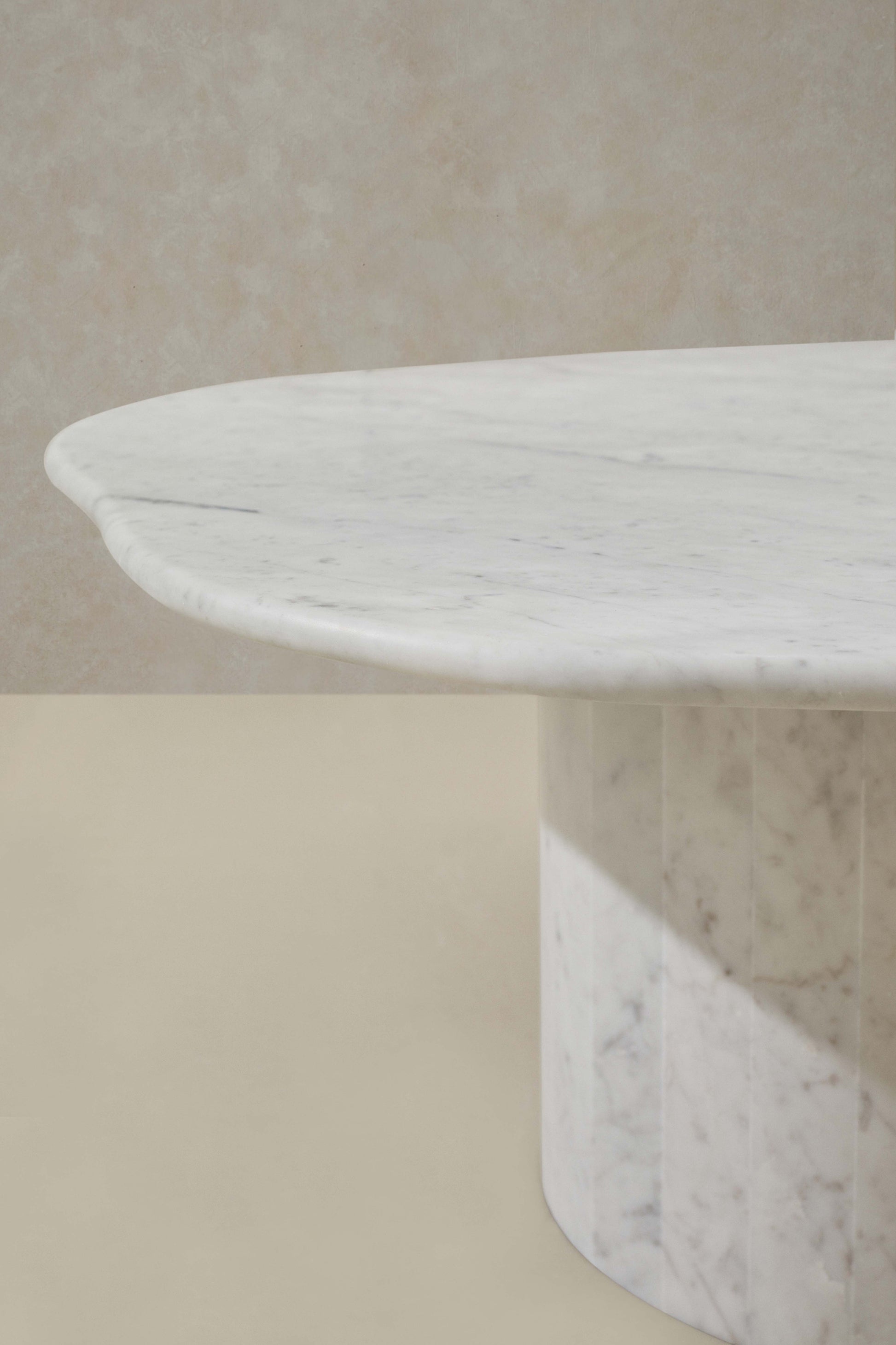 Elegant Round Curved Marble Coffee Table Bianco Carrara Chelon Australian Designer Furniture
