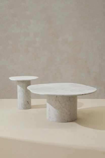 Elegant Round Curved Marble Coffee Table Bianco Carrara Chelon Australian Designer Furniture