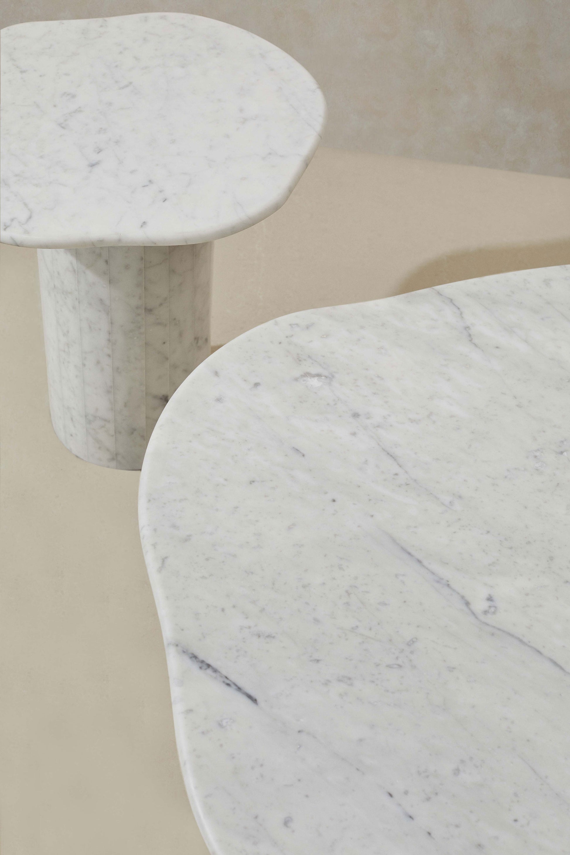 Elegant Round Curved Marble Coffee Table Bianco Carrara Chelon Australian Designer Furniture
