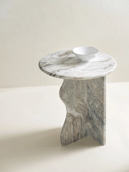 NEW - 'Ana' Wave Side Table - Fantasy Brown