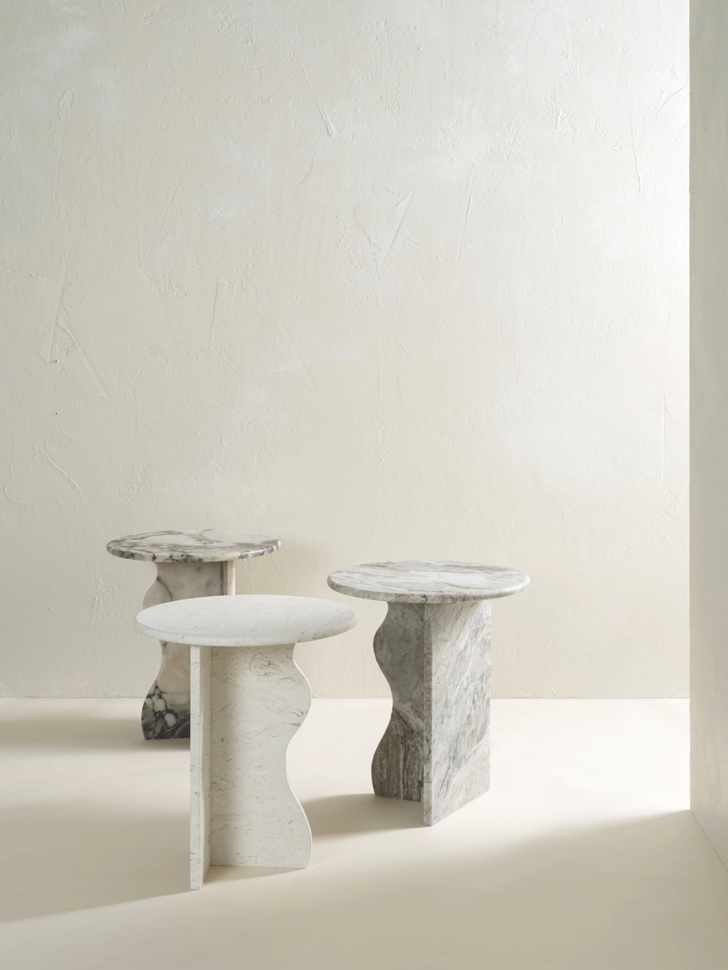NEW - 'Ana' Wave Side Table - Limestone