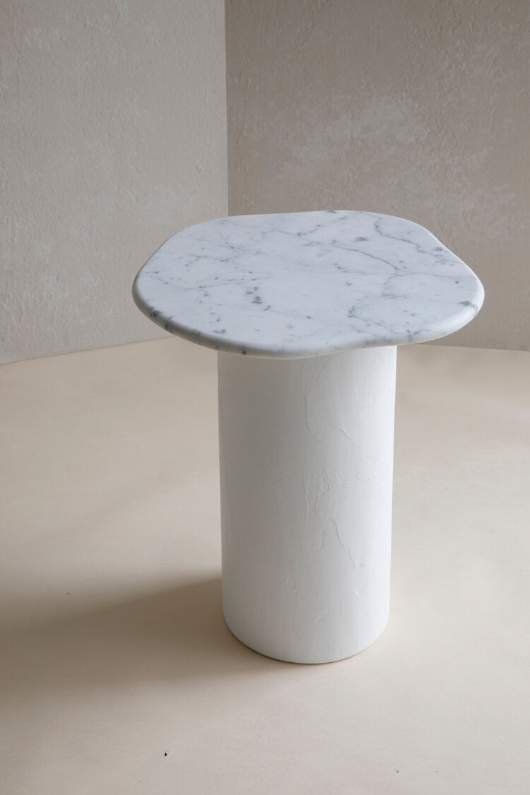 Australian Designer Chelon Curved Nested Marble Side Table Bianco Carrara