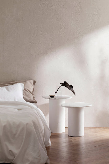 Australian Designer Chelon Curved Nested Marble Side Table Bianco Carrara