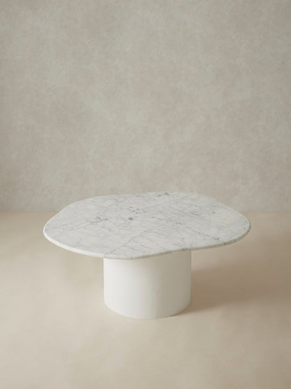 Elegant Round Curved Marble Coffee Table Bianco Carrara Chelon