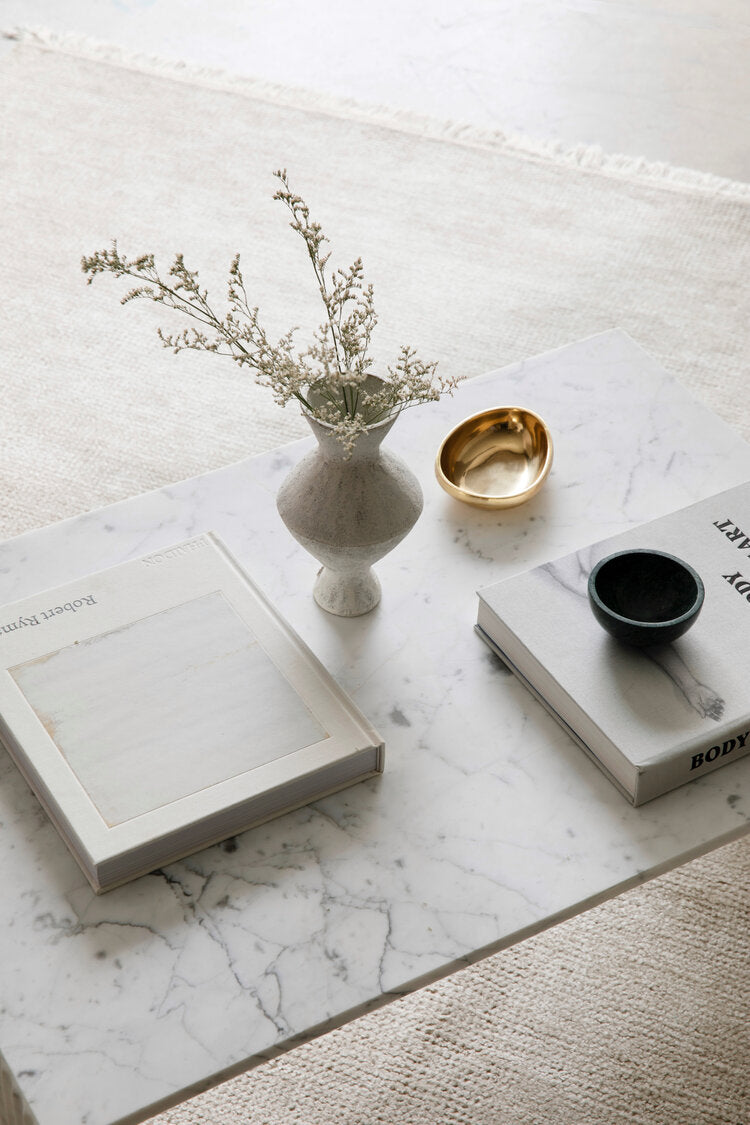 Chelon Fluted Marble Coffee Table Bianco Carrara