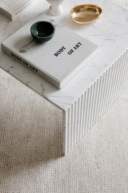 Chelon Fluted Marble Coffee Table Bianco Carrara