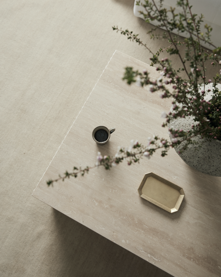 Coffee Table Fluted Travertine Chelon 