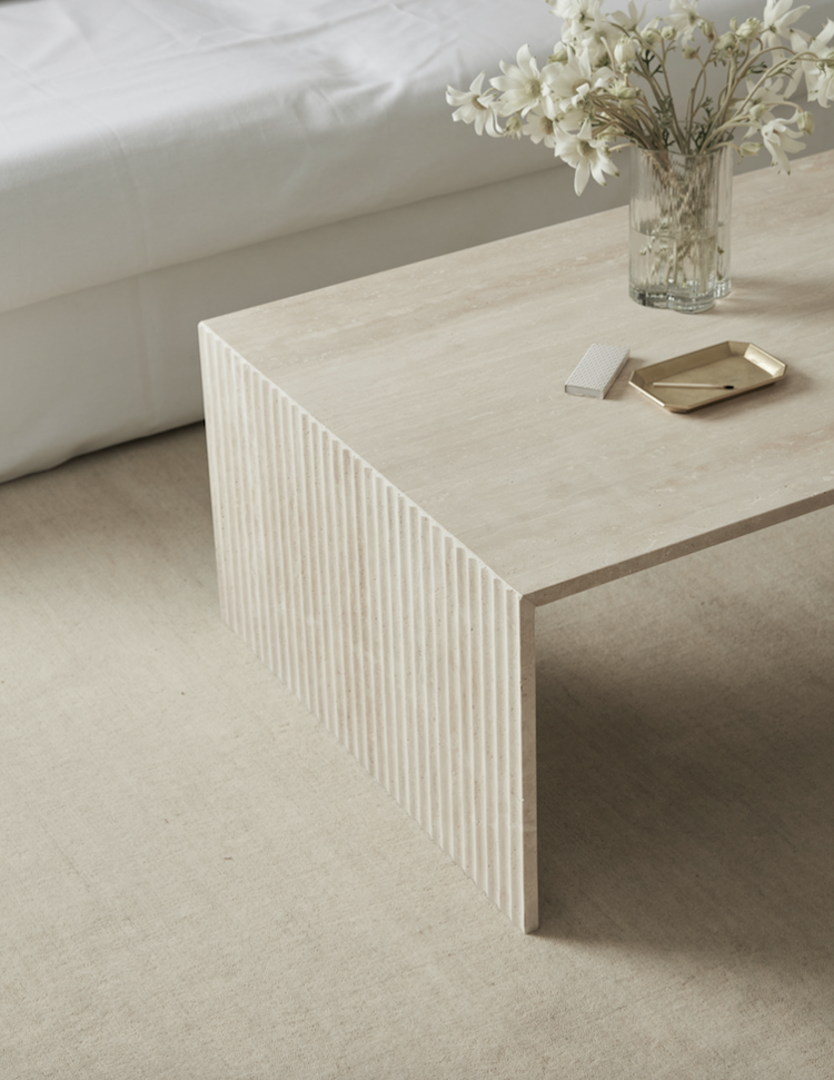 Coffee Table Fluted Travertine Chelon 
