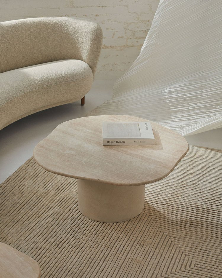 Australian Designed Curved Travertine Coffee Table Mediterranean Inspired Furniture